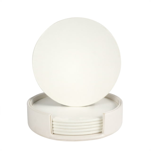 Juego de posavasos de cuero PU creativo - Blanco - Inalámbrico MFZFUKR CPB-DE-WX781-1