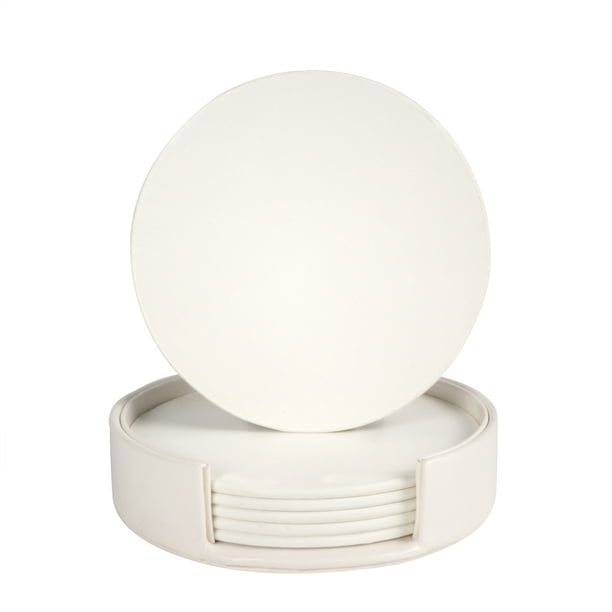 Juego de posavasos de cuero PU creativo - Blanco - Inalámbrico Adepaton CPB-DE-WX781-1