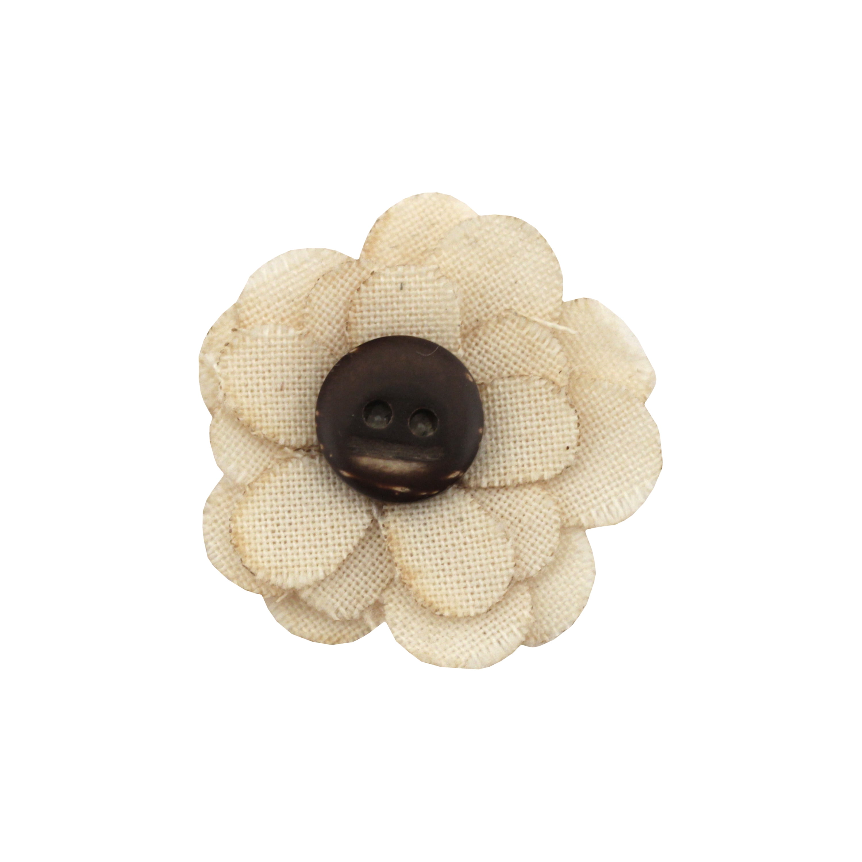 Offray Accessories, Natural Linen Flower with Button Center Accessory for Crafting, 6 Count