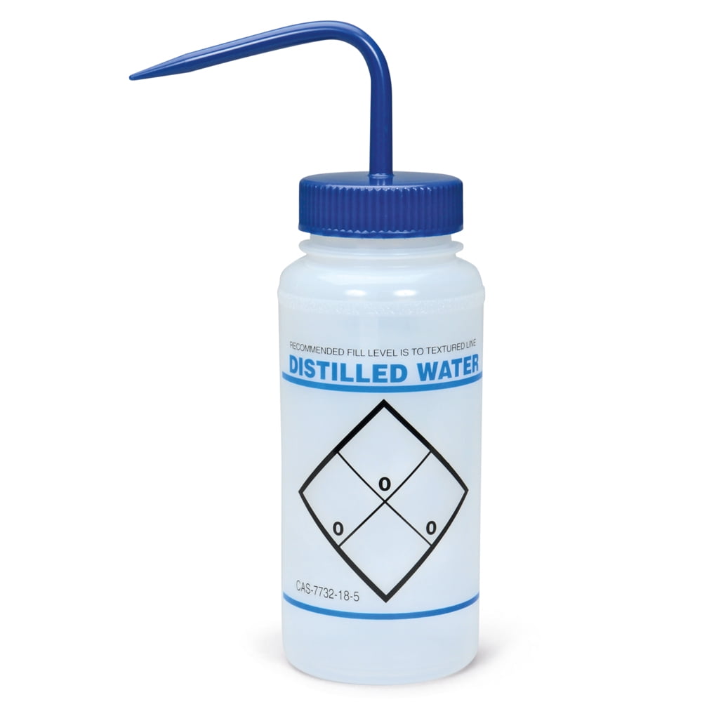 Wash Bottle, Widemouthed, for Distilled Water, 500 mL, Easytoread