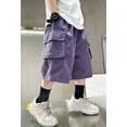 thumbnail image 5 of WERYOUNG Boys Girls Cargo Shorts Summer Casual Elastic Waist Baggy Stretch Straight Wide Leg Shorts With Pockets Kids Soft Dungarees Shorts,,5-6 Years, 5 of 6