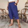 thumbnail image 6 of Women's Plus Size Cropped Capri Pants with Pockets Casual Solid Color, 6 of 9