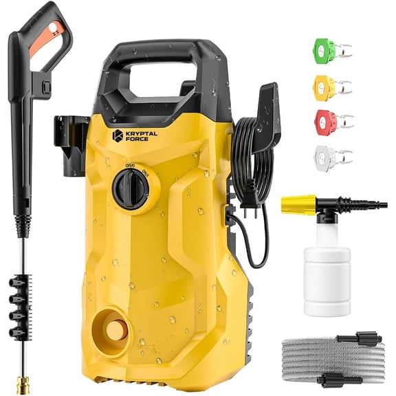 Electric Pressure Washer, Power Washer with Foam Cannon, High Pressure Cleaning Machine with 4 Quick Connect Nozzles for Cars/Fences/Driveways/Patios/Home Cleaning