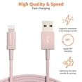 thumbnail image 3 of Cable de nailon trenzado USB-C a Lightning, cargador certificado MFi para iPhone 14, 13, 12, 11 X, Xs Pro, Pro Max, Plus, iPad, oro rosa, 6 pies, 3 of 5
