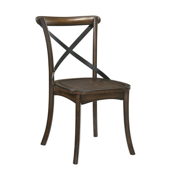 2pcs Mid-century Modern Chairs - Dark Oak & Black, Wood Seat With X Back Style Side For Dining Room And Wooden Chair