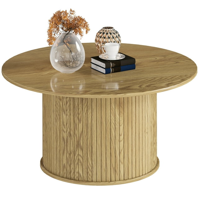 HOMCOM Table Basse Ronde de 31,5 Pouces, Table Centrale pour Salon, Chêne