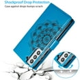 thumbnail image 3 of Mandala Wallet Case for Samsung Galaxy S21 Ultra 5G,Detachable 2 in 1 PU Leather Flip Case with Magnetic Button Lanyard (9Card Slots+3Pockets+1Driver's License Pocket)-Blue, 3 of 12