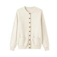 thumbnail image 5 of CHGBMOK Women Plus Size Round Neck Knit Cardigan Sweater Long Sleeve Button Down Casual Open Front Coat with Pockets Lightweight Fall Winter Outerwear, 5 of 8
