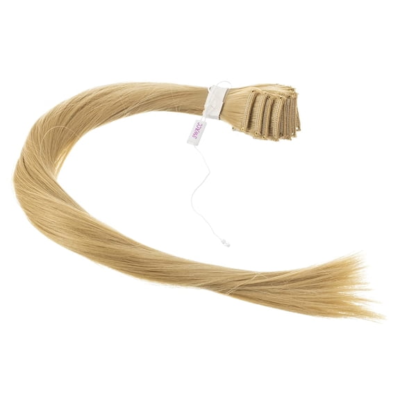 WEIF-12 Pcs Straight One Color Party Highlights Clip on in Hair Extensions Colored Hair Streak Synthetic Hairpieces (Beige Blonde)