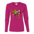thumbnail image 2 of Wild Bobby, Colorful Painted Lip, Streetwear, Women Graphic Long Sleeve Tee, Fuschia, Medium, 2 of 5