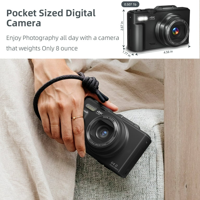 XLURC, 4K Digital Camera with Wifi, 64MP Vlogging Camera - Walmart.com