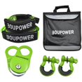 thumbnail image 3 of Bingirl 10 - Ton Heavy - Duty Road Recovery Kit: 3x8 - Inch Tree Saver Strap with 2pc D Ring Shackles, Green Snatch Block Pulley, and 20ft Tow Rope, 3 of 7