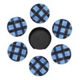 thumbnail image 3 of 6 Pce Leather Coasters 3.9in With Coasters Storage Box Antifouling And Antiscalding For Dining Room Kitchen Office Bedroom Living Room Argyle Plaid Doderblue_1, 3 of 8
