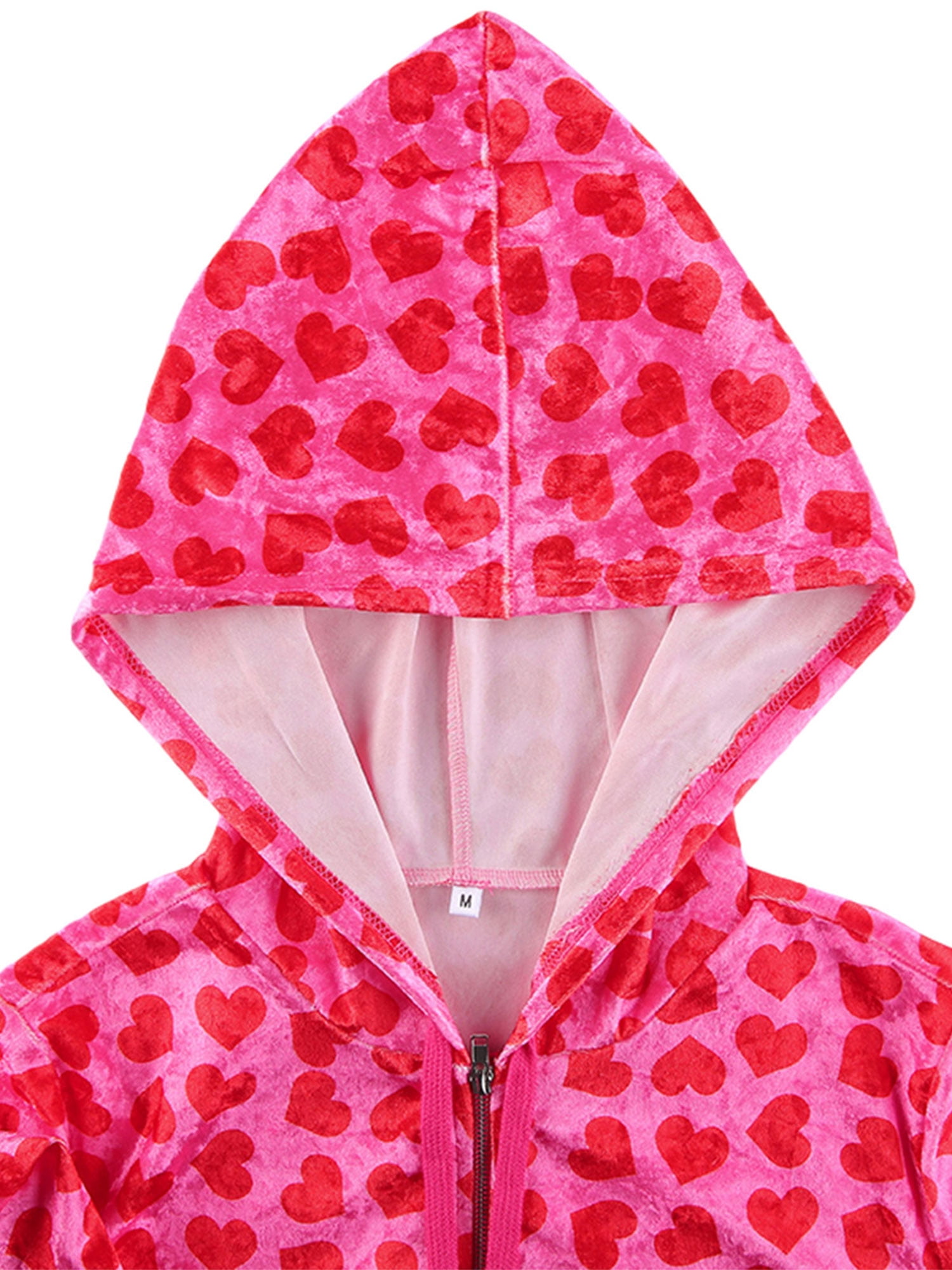 gap pink hoodie with red hearts