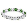 thumbnail image 2 of Sterling silver with Green Emerald and Natural White Topaz Eternity Band Ring, 2 of 3