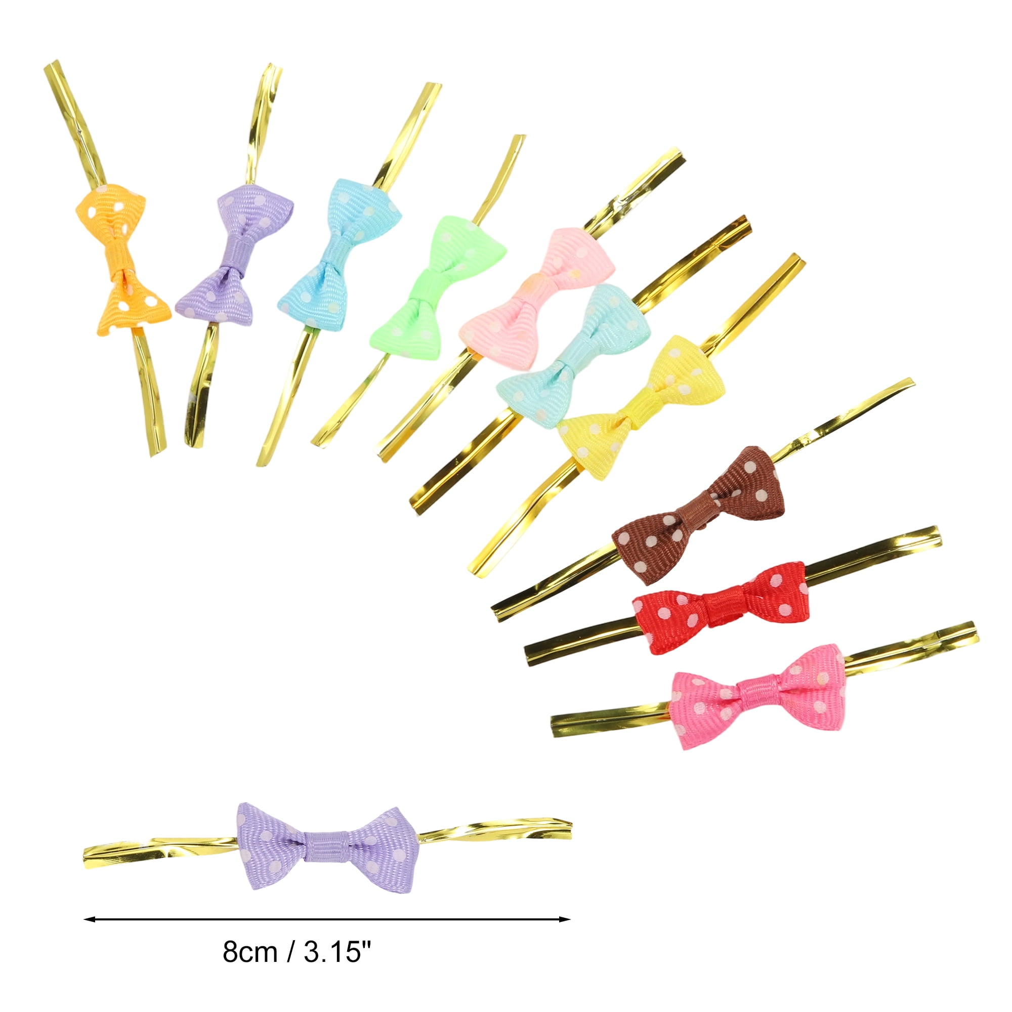 Unique Bargains Cute Twist Tie Bows in Mixed Colors 100pcs for Crafting Gift Packaging