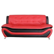 3 Piece Living Room Set Living Room Sofa Set, 3 piece, Sofa\Loveseat\Chair, Black & Red Color, Faux Leather Upholstery Material