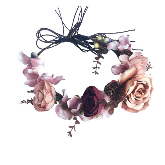 Diadema con forma de corona de flores Vivivalue Fairy Woodland Wedding, marrón