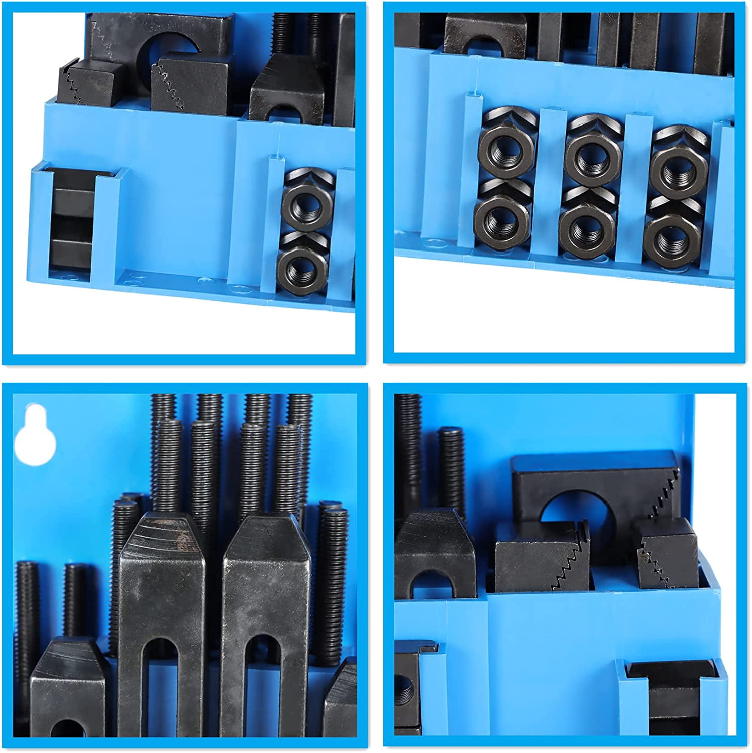 waltyotur 58pc T-slot Clamping Kit Sets of Fixtures, Pro-Series 1/2 T-Slot Step Hold Down Clamp Clamping Kit 3/8-16 Stud Clamping Kit Mill Machinist Set