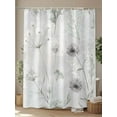 thumbnail image 4 of Fsddascl Sage Green Dandelion Shower Curtain Set - 48" x 72" Washable Bathtub Curtain with 12 Hooks, White Green Floral Waterproof Fabric Stall Shower Curtains for Bathroom/Bathtub Décor, 4 of 6