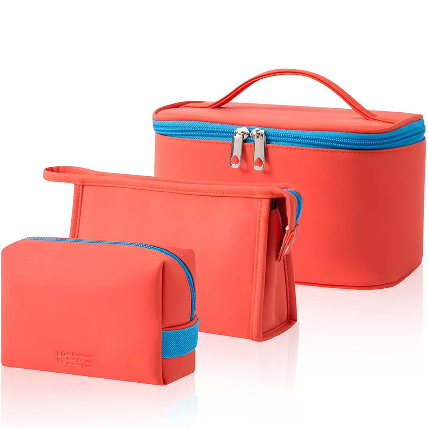 Portable Leather Cosmetic Bags,3 Pack Large Travel Cosmetic Bag