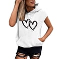 thumbnail image 1 of HNMKIU Débardeurs Femmes Grande Taille Mode Imprimé Sweat à Capuche Manches Courtes Blouse Ample, 1 of 4
