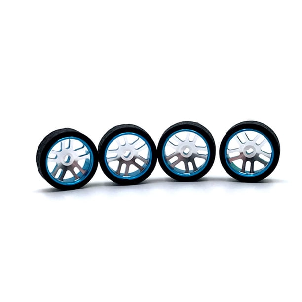 Vogacara 4 Uds 1/28 neumático de carreras de Control remoto reemplazo de Metal pieza de neumáticos modificados suministros de repuesto para Kits de construcción modelo Azul