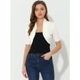 thumbnail image 5 of DARING DIVA Women's Ruched Short Sleeve Shrugs Bolero Cropped Cardigan S White, 5 of 6