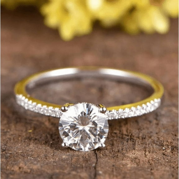 Eclet Jewels 14K White Gold Plated Rings for Women's - 1.8 Ct Round Cut Diamond Rings - Forever Diamond Rings for Gifts - Engagement Wedding Prong Setting Rings for Women's - Daily Wear Fine Jewelry