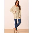 thumbnail image 3 of DARING DIVA Hollow Cable Knit Loose Casual Pullover Sweaters XL Khaki, 3 of 5