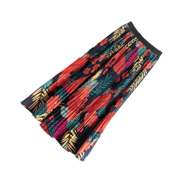 Minnieouse Faldas con cintura elástica de fibra para mujer Cómodas, fáciles de usar y elegantes, plisadas, con estampado de verano, largas, Type3 NO3