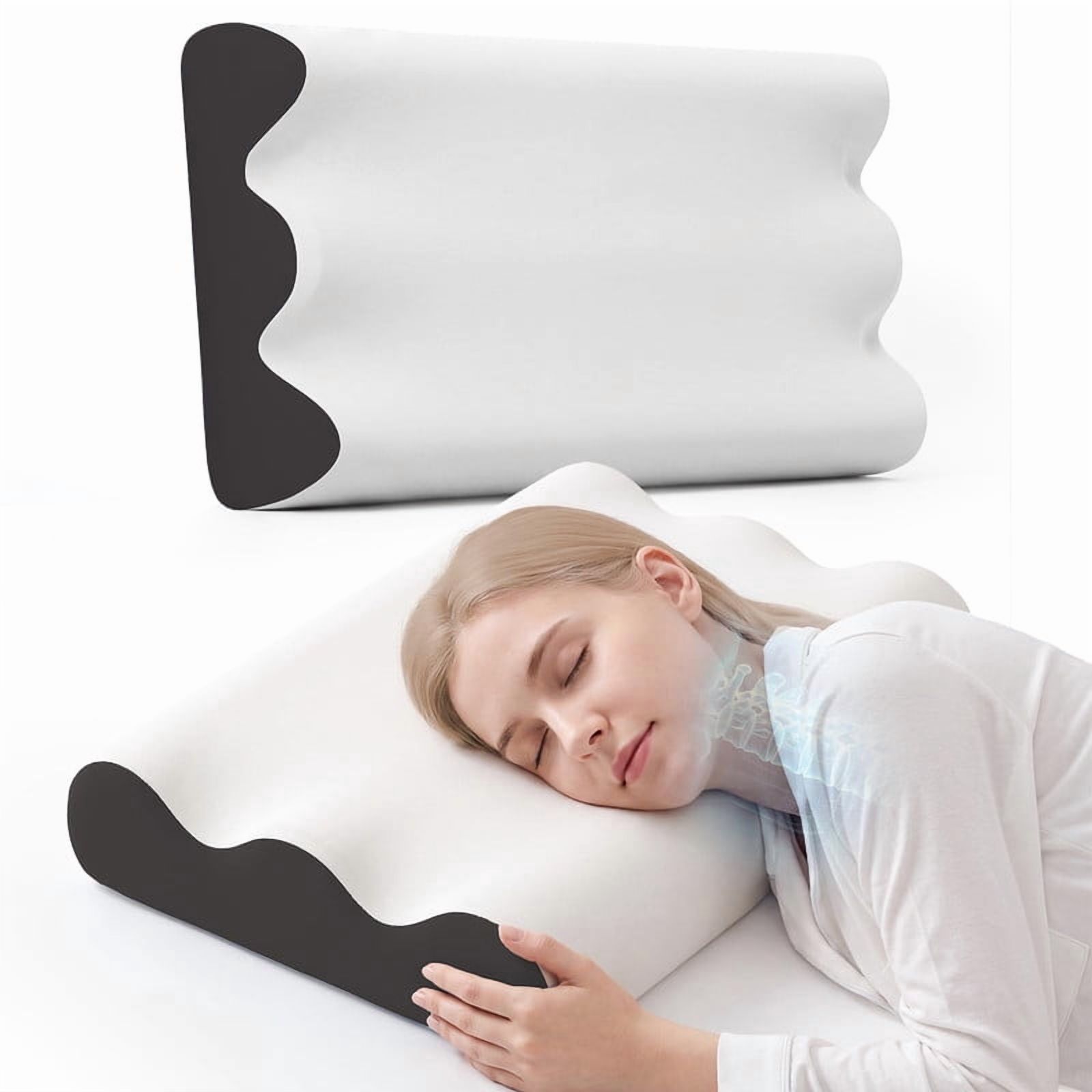 Kelno Memory Foam Pillow Ergonomic Cervical Contour Support with Dual Height Breathable Cooling Washable Cover for Side, Gray