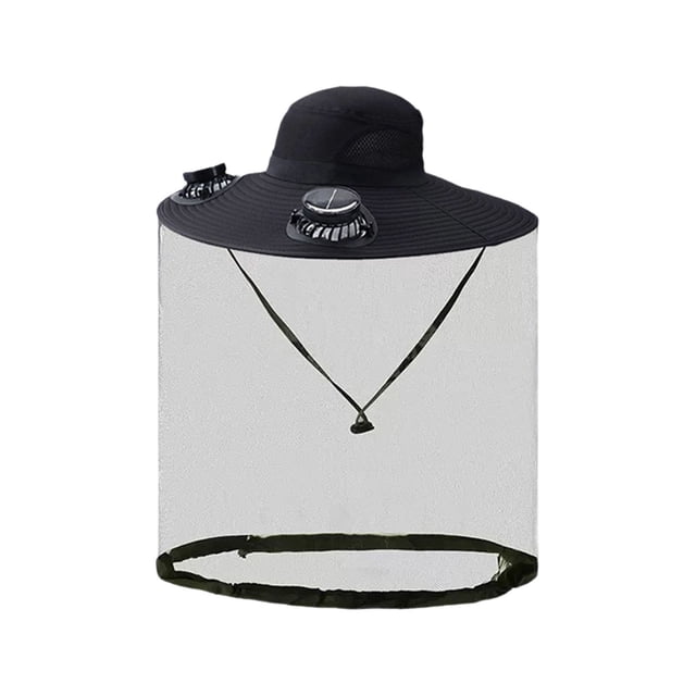 BotaniNest Solar Fan Cap Wide Edge Fan Sun Cap Control Cap For And Solar USB Charging Cap With Net