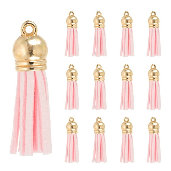 Uxcell 1.5 Inch Leather Tassels, 30 Pcs Faux Leather Keychain Charm Bulk for DIY Craft, Pearl Pink