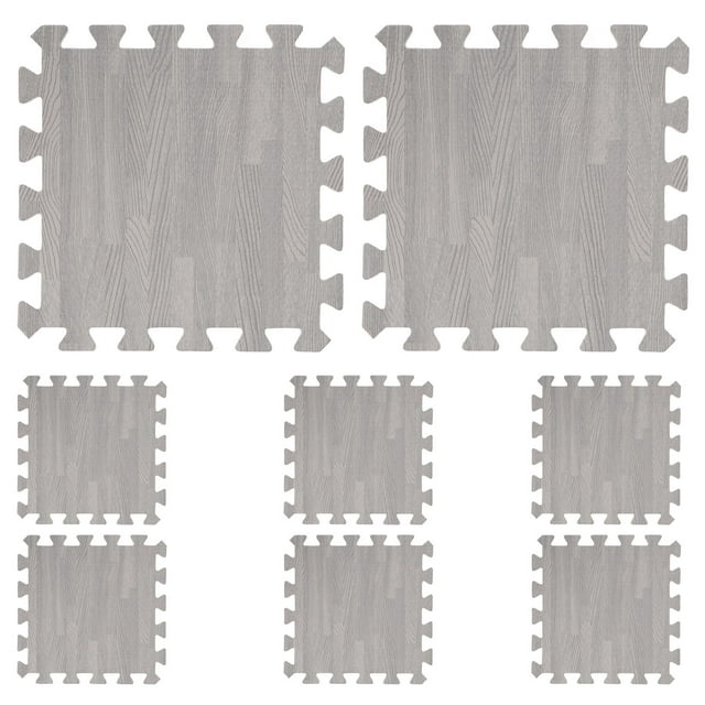 unbranded 8Pcs Grey Interlocking Foam Floor Mats Soft Gym Equipment Mat for Home Workout