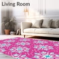 thumbnail image 2 of ODIKA 3'x5' Machine Washable Non-Slip Area Rug, Holiday Snowflake Crochet Pillow Kit Embroidery Canvas Winter Design High Traffic Rug, Pink, 650209, 2 of 7