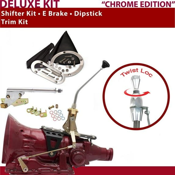 American Shifter C4 Shifter Kit Chrome 10 in. E Brake Trim Kit Dipstick for F6EAF