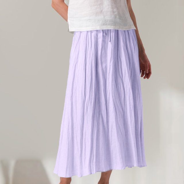 Jupe D'Été Falda larga de lino y algodón estilo bohemio para mujer, informal, con cintura elástica, traje de vacaciones Ygjytge Púrpura M para Mujer