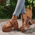 thumbnail image 6 of SCHUHLAND Women's Lolita Patent Leather Chunky Platform Mary Jane Pumps - Pink High Heels with Ankle Strap, 6 of 16