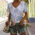 thumbnail image 1 of Fiudx Camisetas para Mujer Camiseta Holgada Estampada con Cuello En V y Manga Corta para Mujer, 1 of 5