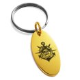 thumbnail image 1 of Stainless Steel Jolly Roger Pirate Skull Anchor Engraved Small Oval Charm Keychain Keyring, 1 of 1