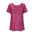 thumbnail image 6 of ShiShine Womens Sparkly Sequin Tops Glitter Short Sleeve Crewneck Tee Shirts Trendy Party Disco Blouses, 6 of 6