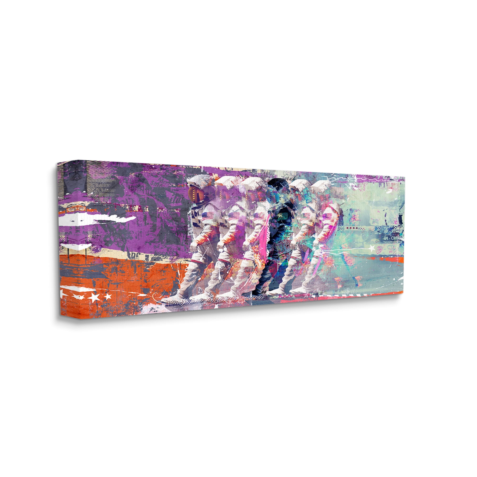 Stupell Industries Abstract Astronaut Collage Abstract Painting Gallery Wrapped Canvas Art Print Wall Art, 48 x 20