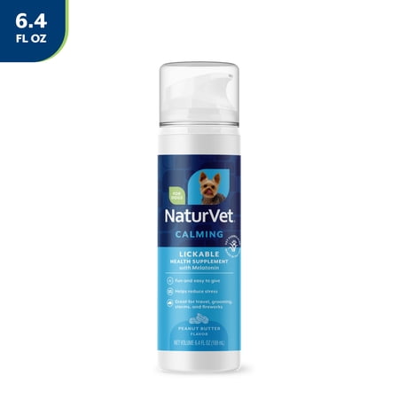 NaturVet Lickable Calming Health Supplement for Dogs, Peanut Butter Flavor, 6.4 fl oz
