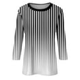 thumbnail image 4 of LEBONYARD Casual Shirts for Women,Women's Fashion Printed T-shirt 3/4 Sleeves Blouse Round Neck Casual Tops Black S, 4 of 5