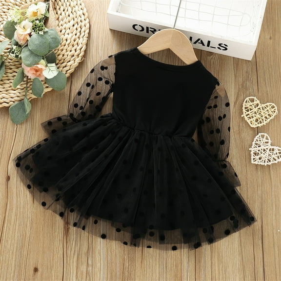 Gubotare Formal Dresses For Girls Flower Girls Satin Tulle Princess Pageant Dress for Wedding Kids Pearls Prom Ball Gowns with Bow-Knot,Black 3-6 Months