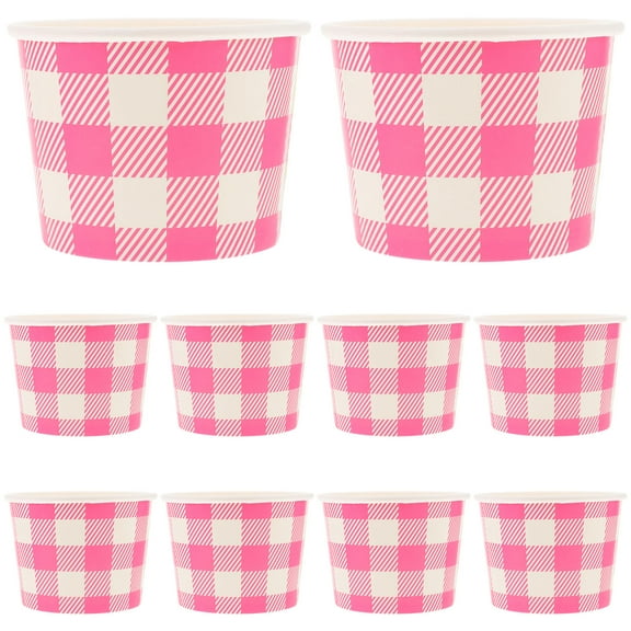 TAILTOSS Disposable Dessert Cups Paper Square Grid Pattern 10pcs