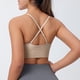thumbnail image 4 of Sujetador deportivo largo con cuello en V para mujer - Tirantes finos ajustables - Top de yoga y fitness con copas acolchadas - Ropa deportiva de nailon y spandex, 4 of 7