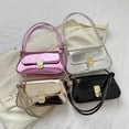 thumbnail image 4 of Bolso de hombro con diseño de cerradura elegante y sencillo con líquido debajo del hombro, bolso cuadrado pequeño con láser brillante de moda de verano para mujer, 4 of 6