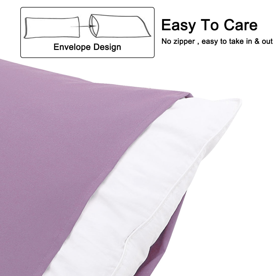 Unique Bargains Microfiber Solid Body Pillow Cover, 20" x 60", Violet